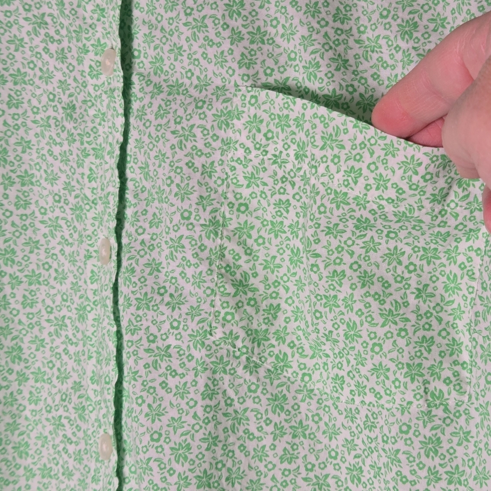 J Crew Factory Button Up Shirt 100% Cotton Long Sleeve Floral Green Women's XL - Picture 6 of 11